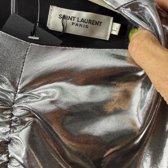 Saint Laurent Metallic Silver Ruched Jumpsuit - Picture 3 of 3